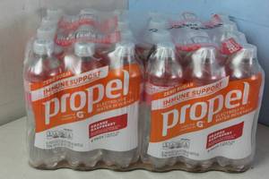 lot 193 image: 24 Bottles of Propel Zero Sugar Orange Rasberry Immune Support Best By 3062023