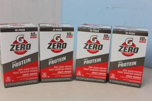 lot 260 image: 40 (4 x 10 packs) Gatorade G-Zero w-Protien Fruit Punch Powder Best By 32023