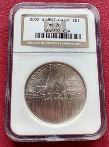2002-W West Point Silver Dollar - NGC MS70