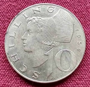 1958 Austria Silver 10 Schilling Coin
