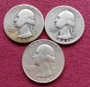 (3) 90% Silver Washington Quarters