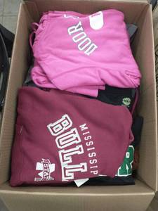 lot 36 image: Box full of New Clothing, mostly adult, various sports teams