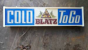 lot 74 image: Cold Blatz to Go Beer Sign - works