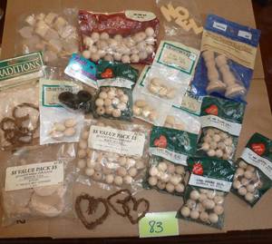 lot 83 image: Lot of Wood Beads and Crafts supplies
