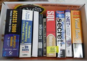 lot 86 image: Box full of Computer programming books, many with CDs in them