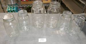 lot 145 image: 6 Canning jars, two 2 quart and 4 one quart