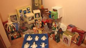 ornaments, bells and tabletop Christmas decor