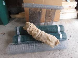 Rolls of chicken wire, fencing