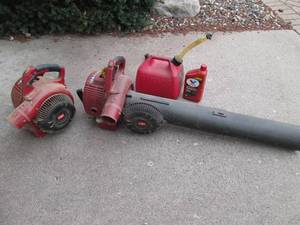 Leaf blowers oil and gas can.