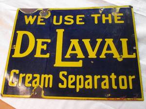 Steel porcelain DeLavall cream sign