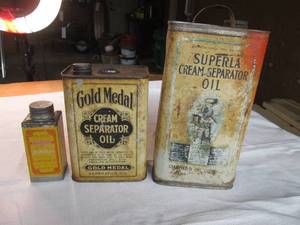 3 Vintage cream oil and polish cans