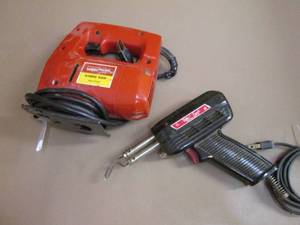 Solder iron and sabre saw.