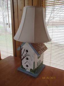 Hand Painted Birdhouse shaped Table lamp