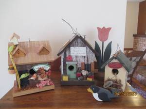 Trio of Decorative wooden Bird Houses