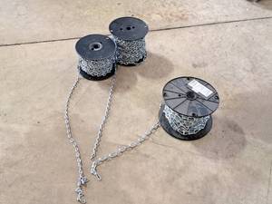 lot 45 image: Lot of (3) Crown Bolt 155-lbs #1 Zinc Plated Double Loop Chains (partial spools)