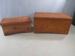 (F-0) 2 Wood Boxes Smaller is Cedar...