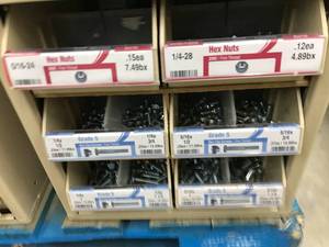 6 DRAWER BIN WITH NUTS AND HEX CAP SCREWS