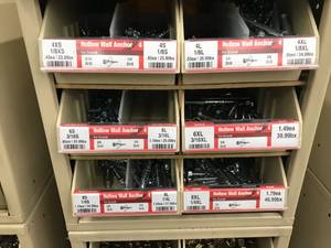6 DRAWER BIN WITH ASSORTED HOLLOW WALL ANCHORS