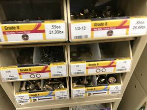 6 DRAWER BIN WITH ASSORTED HEX NUTS, HEX CAP SCREWS