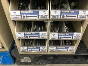 6 DRAWER CABINET WITH BINS AND ASSORTED STAINLESS SCREWS