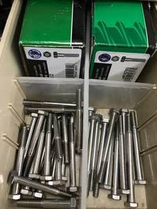 6 BIN CABINET WITH ASSORTED STAINLESS SCREWS