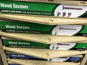 3 BIN CABINET WITH ASSORTED WOOD SCREWS
