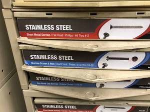 3 BIN CABINET WITH ASSORTED STAINLESS SCREWS