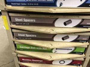 3 BIN CABINET WITH ASSORTED ITEMS