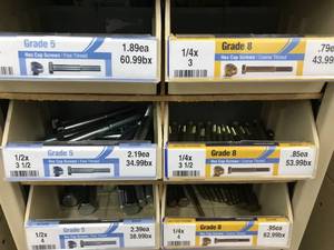 6 BIN CABINET WITH ASSORTED HEX SCREWS