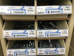 6 BIN CABINET WITH ASSORTED HEX CAP SCREWS