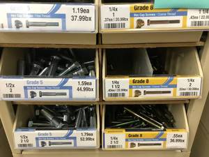 6 BIN CABINET WITH ASSORTED HEX CAP SCREWS