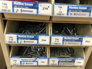 6 BIN CABINET WITH MACHINE SCREWS