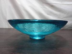lot 4 image: Vintage Fire & Light Recycled Blue Glass Bowl