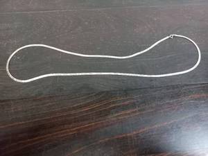 lot 56 image: Sterling Silver Herringbone Chain  I Love You Necklace