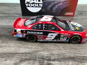 lot 27 image: 2002 Nascar Action 10th anniversary Mac Tools Bill Elliott Dodge Intrepid RT #9  Muppets 25th Anniversary 124 scale die cast stock car