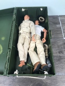 lot 197 image: Vintage 1997 Gi Joe Foot Locker Action Figure Storage Container, Two Large Action Figures and Accessories