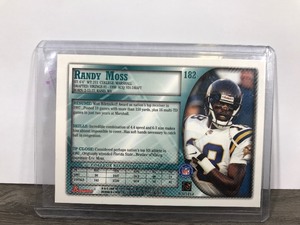 lot 325 image: 1998 Bowman Randy Moss #182 Rookie Football Trading Card