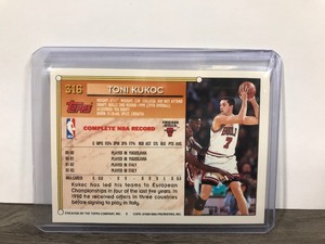 lot 332 image: 1993-94 Topps #316 Toni Kukoc Rookie RC - Chicago Bulls