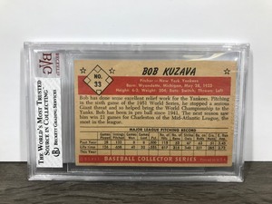 lot 367 image: 1953 Bowman black and white Bob Kuzava graded baseball card #33