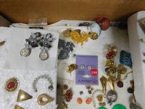 lot 208 image: 2 flats of jewelry w Sterling silver necklace