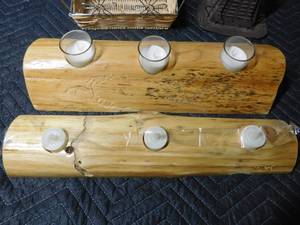 lot 223 image: Punch bowl set, log candle holders and more