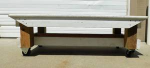 lot 26 image: Vintage Wood Flat Industrial 4 Caster Rolling Cart