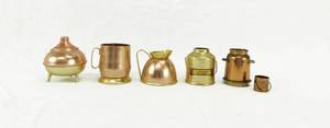 lot 100 image: Lot of 6 Vintage Copper and Brass Miniatures
