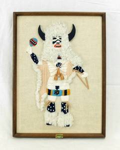 lot 11 image: Vintage Kachina Crewel Wall Hanging