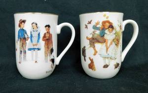 lot 42 image: Set of 4 Vintage Norman Rockwell Porcelain Mugs.