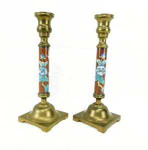 lot 146 image: Pair of Vintage Brass Candleholders