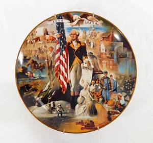lot 19 image: Vintage Numbered Limited Edition 1976 Gorham The Omnibus Muralis Series 200 Years With Old Glory Collector Plate