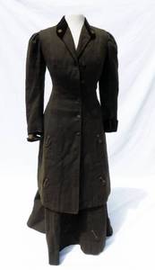 lot 59 image: Antique Early 1900s Wool Jacket with Velvet Collar and Cuffs and Skirt Made in Chicago