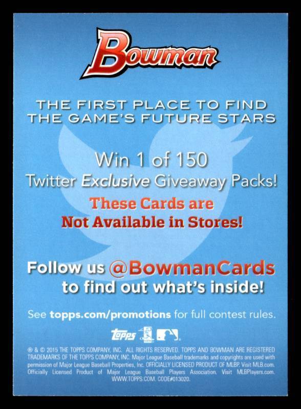 lot 100 image: (5) 2015 Bowman Promo Cards Nick Gordan Rookie Card