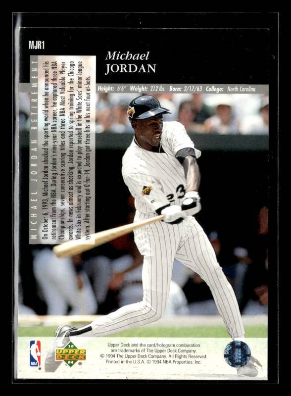 lot 90 image: 1994 Upper Deck Michael Jordan SP #MJR1 Rookie Card
